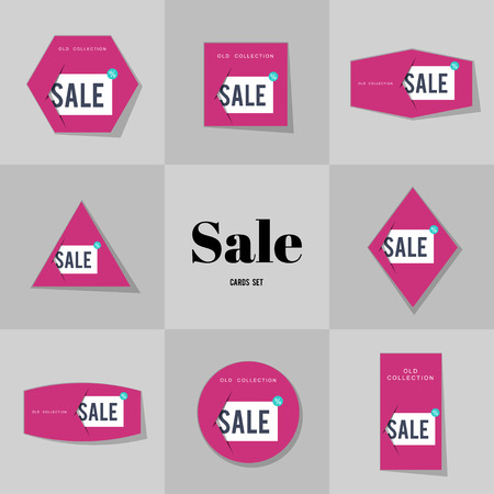Collection Super Sale and Big sale cards, notes, stickers, labels, tags. Template for scrapbooking, wrapping, notebooksのイラスト素材