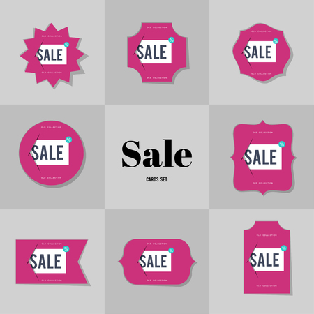 Collection Super Sale and Big sale cards, notes, stickers, labels, tags. Template for scrapbooking, wrapping, notebooksのイラスト素材