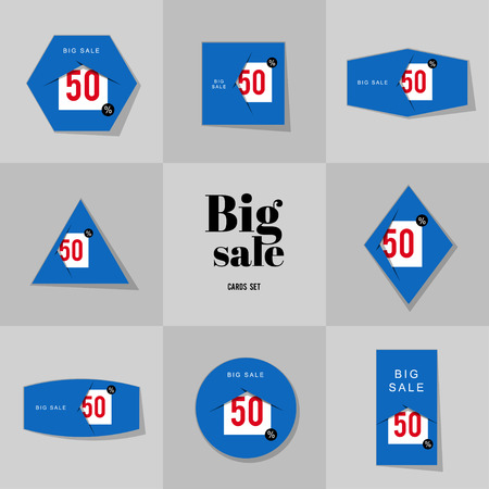 Collection Super Sale and Big sale cards, notes, stickers, labels, tags. Template for scrapbooking, wrapping, notebooksのイラスト素材