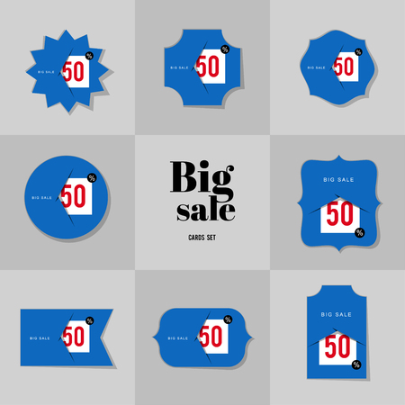 Collection Super Sale and Big sale cards, notes, stickers, labels, tags. Template for scrapbooking, wrapping, notebooksのイラスト素材