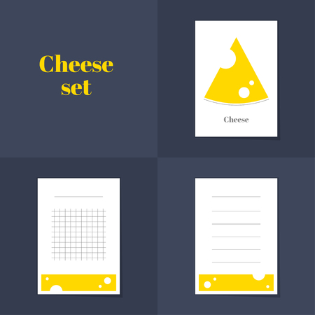 Collection of Triangular piece cheese notebooks, stickers, labels, tags. Template for scrapbooking, wrapping, notebooksのイラスト素材