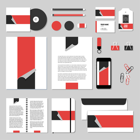 Corporate identity business set design. Vector stationery template design with Stickers. Documentation for business.のイラスト素材