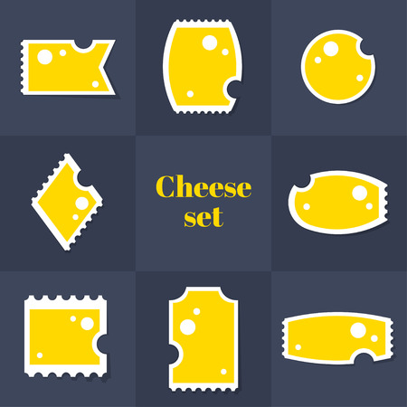 Collection of Triangular piece cheese postage stamp, cards, notes, stickers, labels, tags. Template for scrapbooking, wrapping, notebooksのイラスト素材