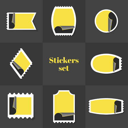 Collection Stickers postage stamp, cards, notebooks, stickers, labels, tags. Template for scrapbooking, wrapping, notebooksのイラスト素材
