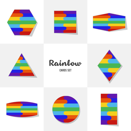 Collection Rainbow cards, notes, stickers, labels, tags. Template for scrapbooking, wrapping, notebooksのイラスト素材