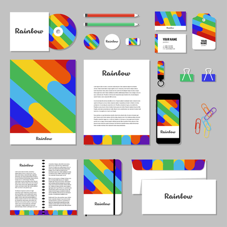 Corporate identity business set design. Vector stationery template design with Rainbow. Documentation for business.のイラスト素材