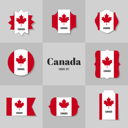 Collection Canadian Flag cards, notes, stickers, labels, tags. Template for scrapbooking, wrapping, notebooksのイラスト素材
