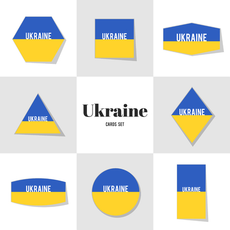 Collection Ukrainian Flag cards, notes, stickers, labels, tags. Template for scrapbooking, wrapping, notebooksのイラスト素材