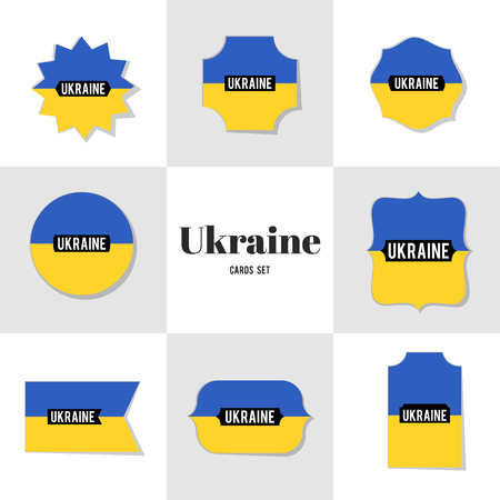 Collection Ukrainian Flag cards, notes, stickers, labels, tags. Template for scrapbooking, wrapping, notebooksのイラスト素材
