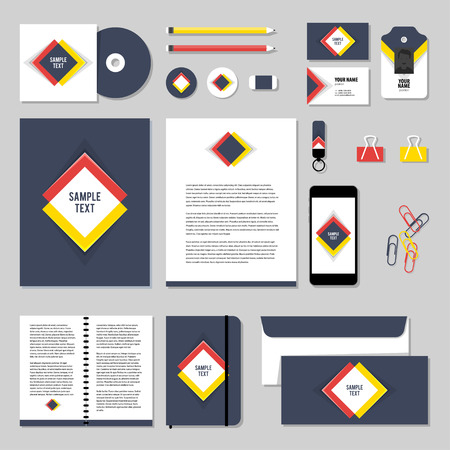 Corporate identity business set design. Vector stationery template design with Rhombus and square shape. Documentation for business.のイラスト素材