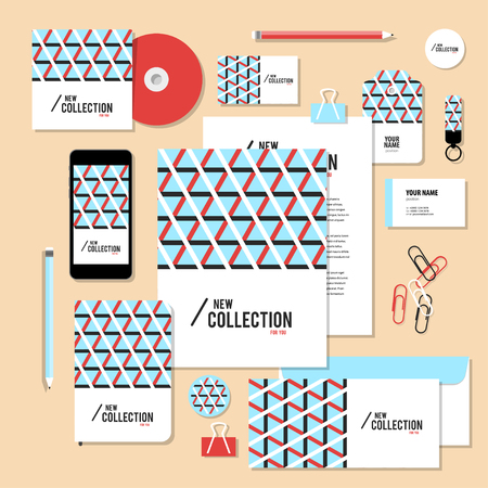 Corporate identity business set design. Vector stationery template design with Rhombus and square shape. Documentation for business.のイラスト素材