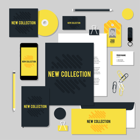 Corporate identity business set design. Vector stationery template design with diagonal line. Documentation for business.のイラスト素材