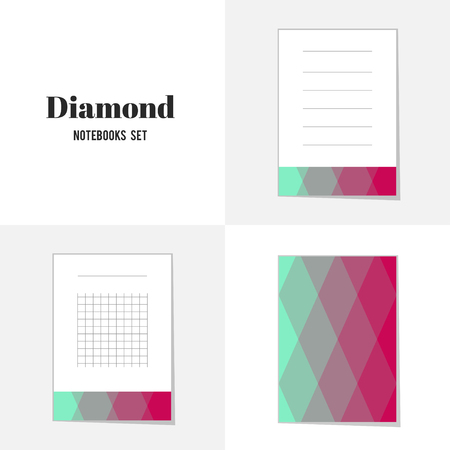 Collection Rhombus and square shape notebooks, stickers, labels, tags. Template for scrapbooking, wrapping, notebooksのイラスト素材