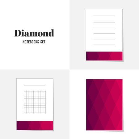 Collection Rhombus and square shape notebooks, stickers, labels, tags. Template for scrapbooking, wrapping, notebooksのイラスト素材