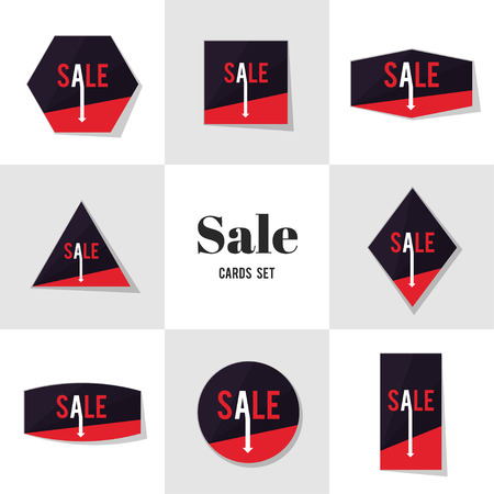 Collection Polygon shape and arrow Sale cards, notes, stickers, labels, tags. Template for scrapbooking, wrapping, notebooksのイラスト素材