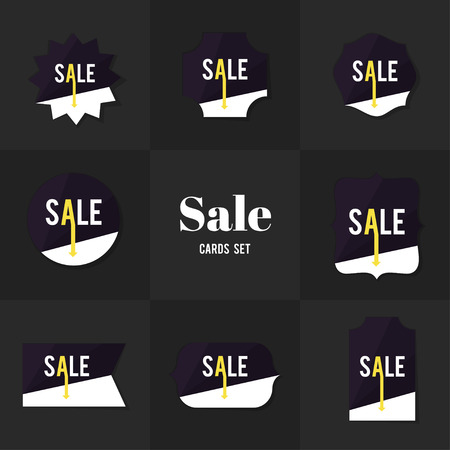 Collection Polygon shape and arrow Sale cards, notes, stickers, labels, tags. Template for scrapbooking, wrapping, notebooksのイラスト素材