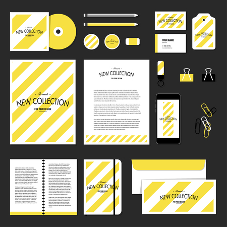 Corporate identity business set design. Vector stationery template design with diagonal lines. Documentation for business.のイラスト素材