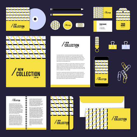 Corporate identity business set design. Vector stationery template design with Rhombus and square shape. Documentation for business.のイラスト素材