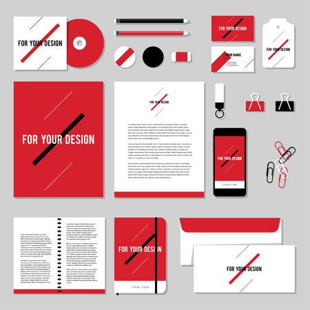 Corporate identity business set design. Vector stationery template design with diagonal line. Documentation for business.のイラスト素材