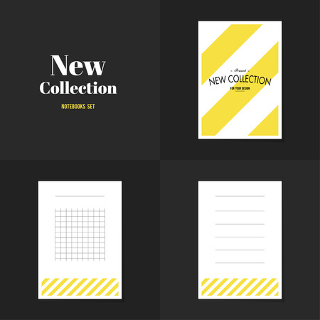 Collection Diagonal lines notebooks, stickers, labels, tags. Template for scrapbooking, wrapping, notebooksのイラスト素材