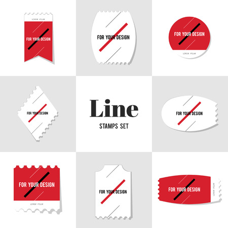 Collection Diagonal Line for Your Design postage stamp, cards, notes, stickers, labels, tags. Template for scrapbooking, wrapping, notebooksのイラスト素材
