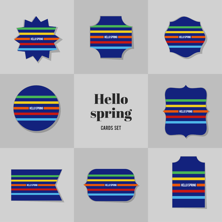 Collection Simple Rectangle for Hello Spring cards, notes, stickers, labels, tags. Template for scrapbooking, wrapping, notebooksのイラスト素材