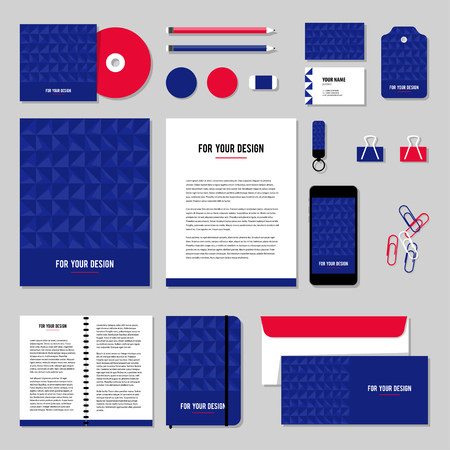 Corporate identity business set design. Vector stationery template design with Rhombus and Triangle shape. Documentation for business.のイラスト素材