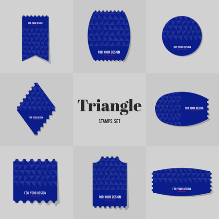 Collection Rhombus and Triangle shape postage stamp, cards, notes, stickers, labels, tags. Template for scrapbooking, wrapping, notebooksのイラスト素材