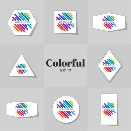 Collection Rainbowe line cards, notes, stickers, labels, tags. Template for scrapbooking, wrapping, notebooksのイラスト素材
