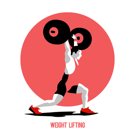Weight Lifting athlete. Squat and jerk. Colorful symbolのイラスト素材