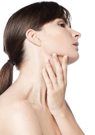 Beauty woman natural skin care. Natural portrait. Healthy leaving. Classic photographyの写真素材