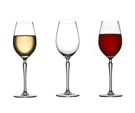 Three wine  glasses on white isolated background. Perfect for bar and restaurantの写真素材