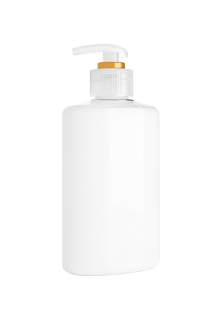 Hand soap shampoo container on white background isolatedの写真素材