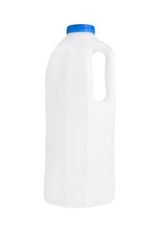 Plastic milk gallon container isolated on white backgroundの写真素材