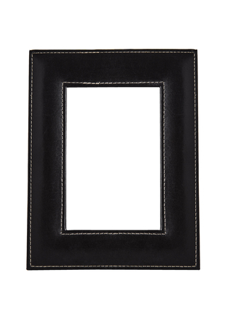 Square leather art photo frame isolated on white backgroundの写真素材
