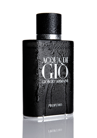 LONDON,UK - NOVEMBER 11, 2016: Giorgio Armani, Acqua di Gio fragrance for men is one of the evergreen bestselling perfumes worldwide on whiteのeditorial素材