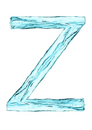 Water splash letter Z with light blue color on white backgroundの写真素材