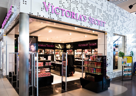 AMSTERDAM, NETHERLANDS - JULY 18, 2018: Victoria's Secret fashion perfume shop in airport.