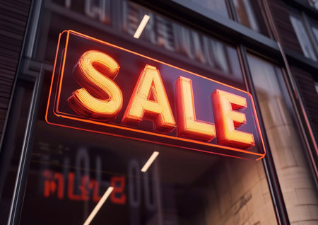 Colorful illustration with word SALE with vivid shiny letters.AI Generative.の素材