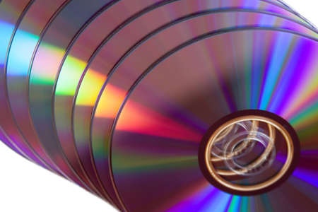 Blue disks DVD and CD combined on a heapの写真素材