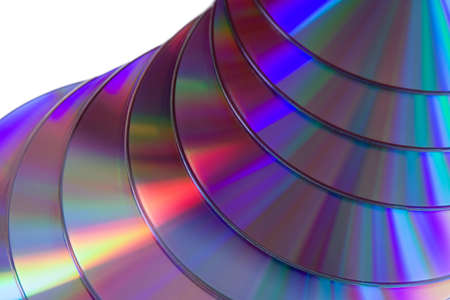 Blue disks DVD and CD combined on a heapの写真素材