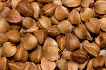 Buckwheat brown  background, close-up, cooking ingredientsの写真素材