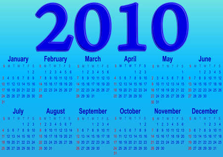 Simple Blue Calendar for 2010の写真素材