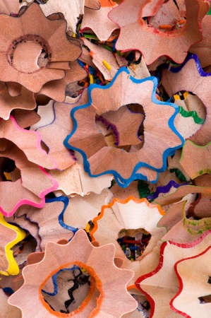 The multicolor pencils wood shavings for backgroundの写真素材