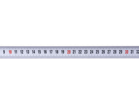 Opened tape measure on white isolated backgroundの写真素材