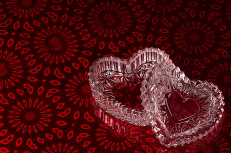 Two hearts - Valentine red background with heartsの写真素材