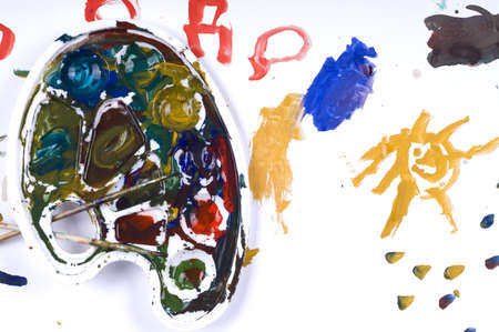 Closeup of watercolor paletteの写真素材