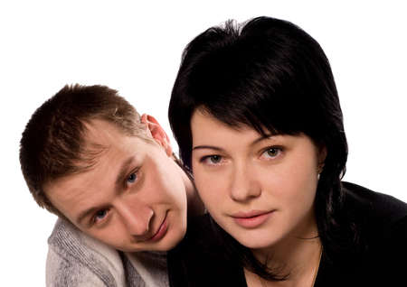 Portrait of a young couple, of beautiful girl and young manの写真素材