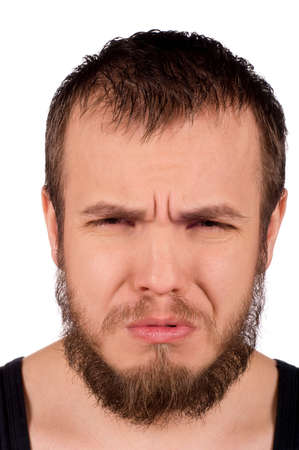 Series - Facial expressions of young man isolated on white backgroundの写真素材