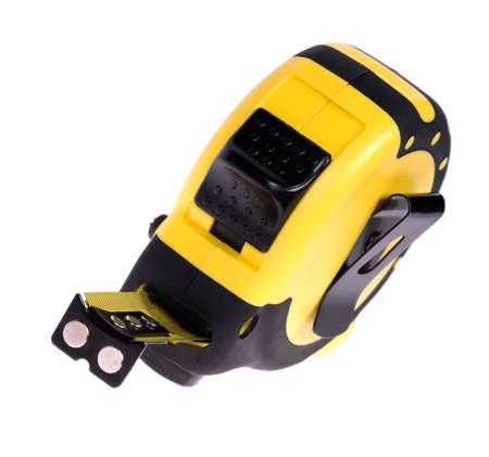 Opened tape measure on white backgroundの写真素材